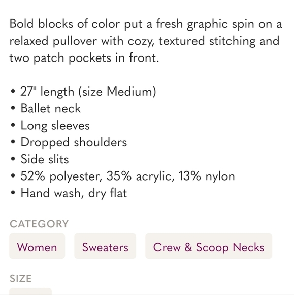 Vince Camuto Antony Colorblock Stripe Knit Slouchy Pocket Sweater Size Medium - Picture 6 of 9